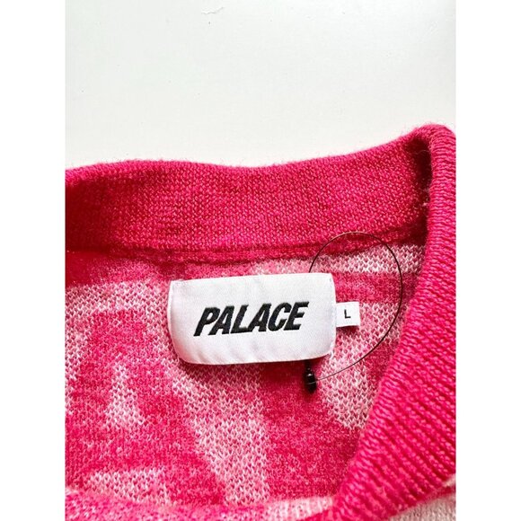 PALACE SKATEBOARDS Check-It Knit Red Logo Check Wool Crew Neck Sweater, Size L - Picture 12 of 16